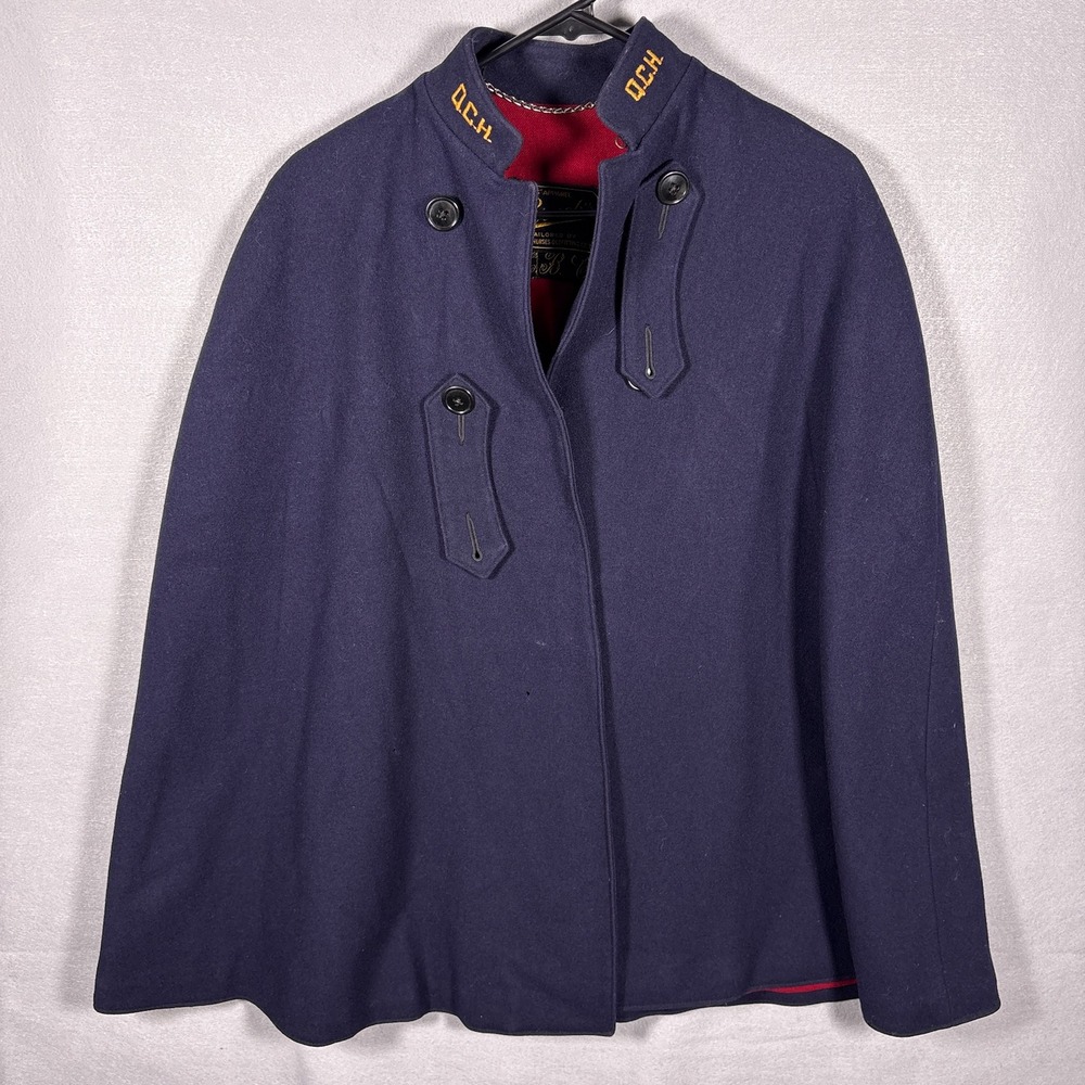 Vintage 40s 50s Brucks Nurses Cape QCH Wool Navy Blue Red Lining